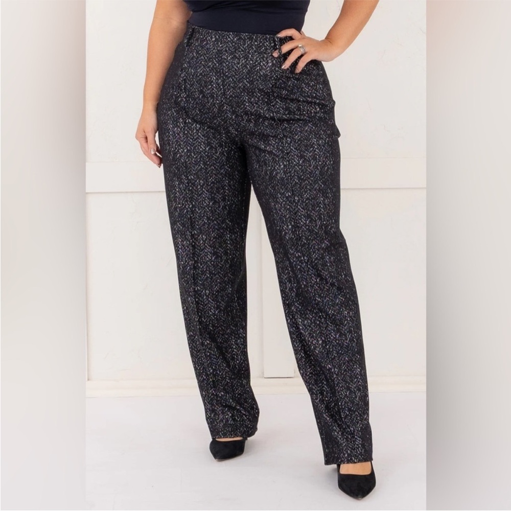 SPANX Ponte Barrel Pants in Herringbone Black Size XL